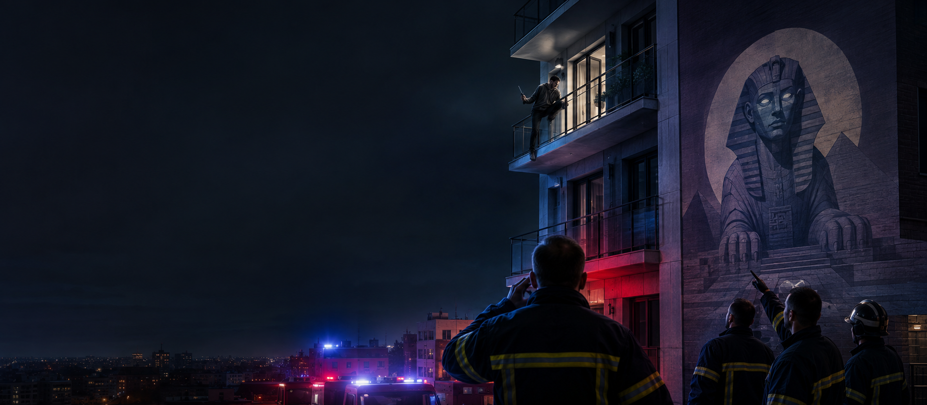 Des sapeurs-pompiers évaluent une situation de crise devant un immeuble